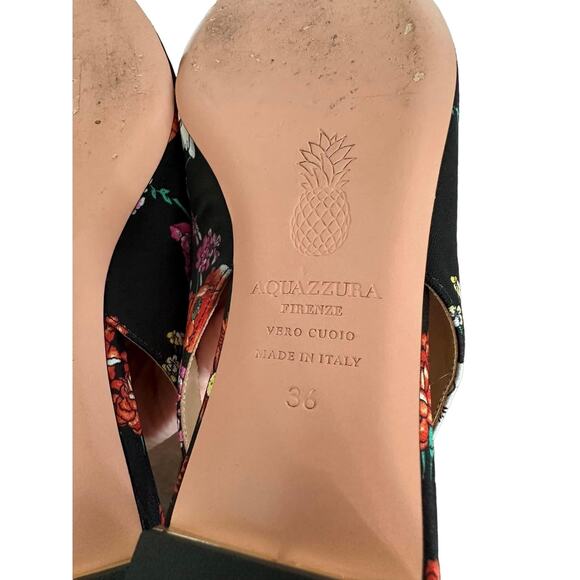 Aquazzura Bow Tie Floral Ballet Flats Size 36 Multicolor Pointed Toe - Picture 9 of 9